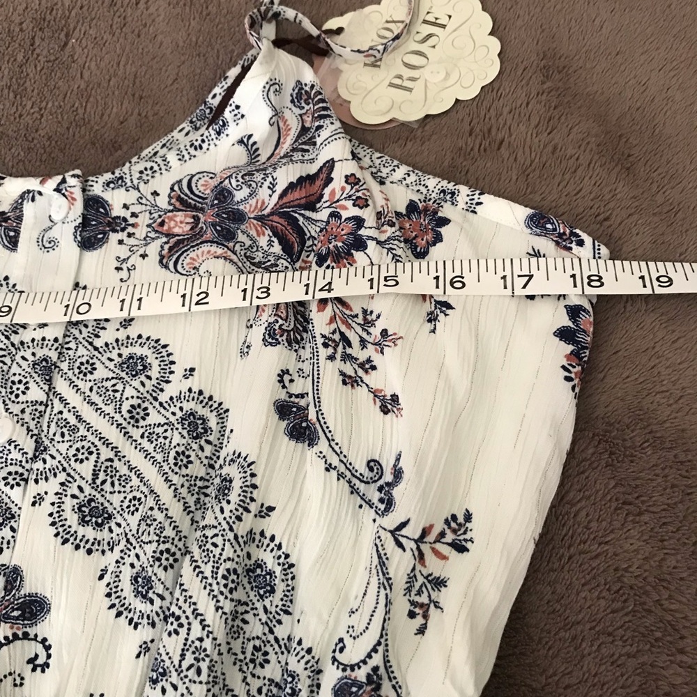 KNOX ROSE-Elegant Off White and Navy Paisley Dress size L - Picture 5 of 12